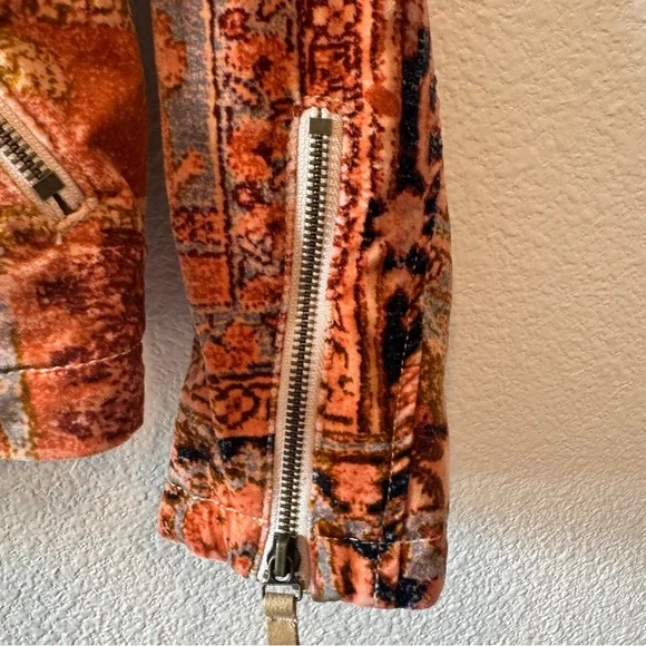Anthropologie Tapestry Cropped Velvet Moto Jacket Small/Medium - Picture 7 of 15